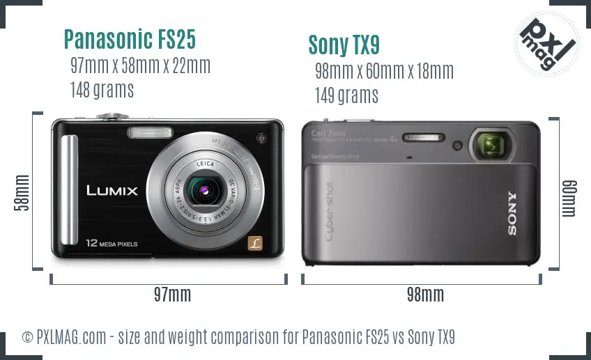 Panasonic FS25 vs Sony TX9 size comparison Panasonic FS25 vs Sony TX9 size comparison