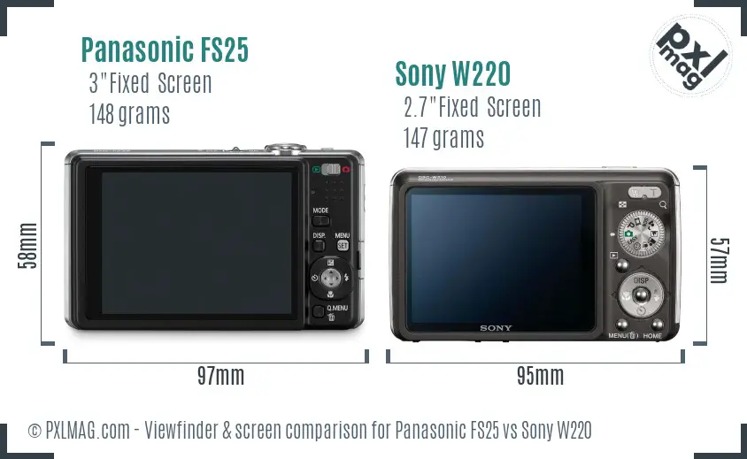 Panasonic FS25 vs Sony W220 Screen and Viewfinder comparison Panasonic FS25 vs Sony W220 Screen and Viewfinder comparison