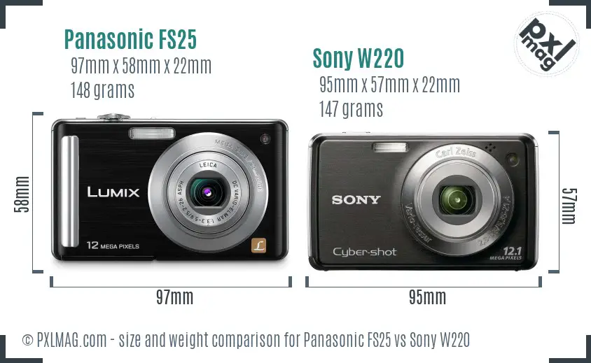 Panasonic FS25 vs Sony W220 size comparison Panasonic FS25 vs Sony W220 size comparison