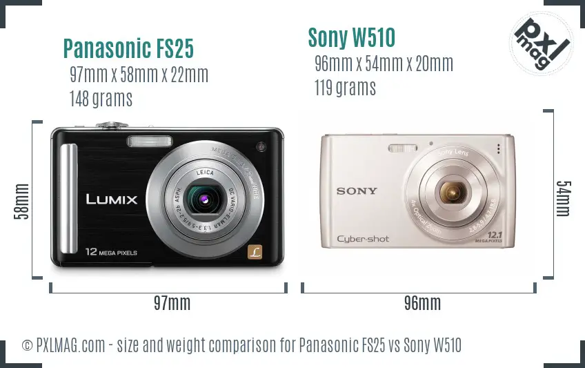 Panasonic FS25 vs Sony W510 size comparison