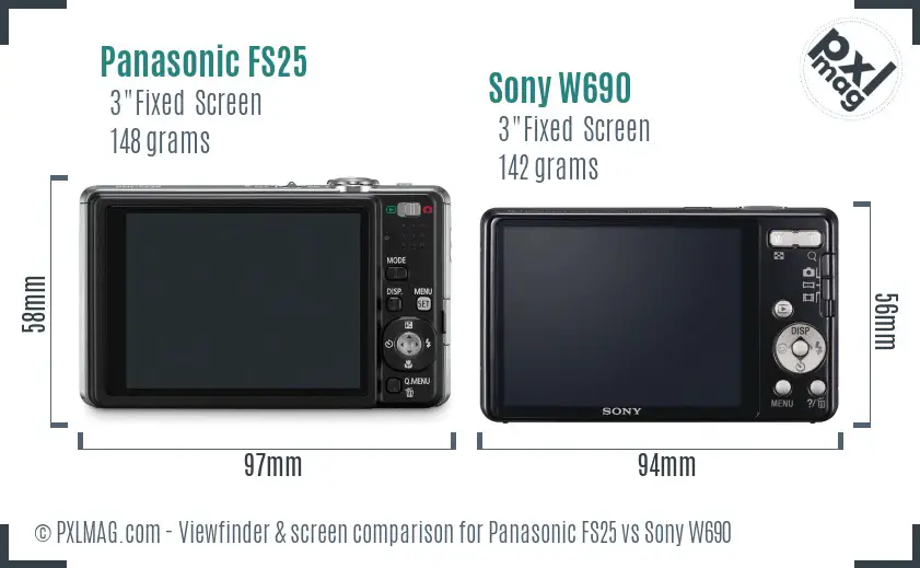 Panasonic FS25 vs Sony W690 Screen and Viewfinder comparison