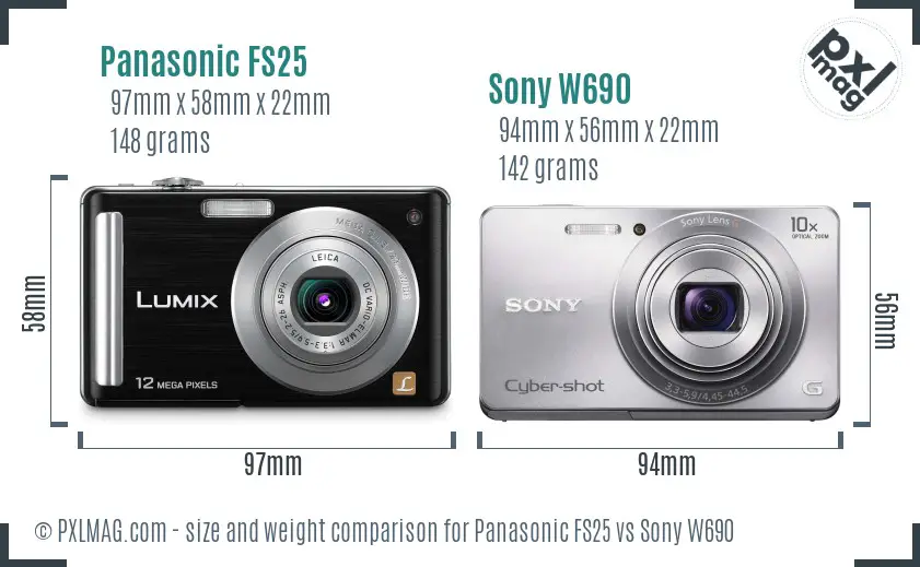 Panasonic FS25 vs Sony W690 size comparison