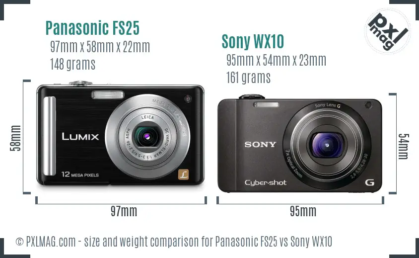 Panasonic FS25 vs Sony WX10 size comparison