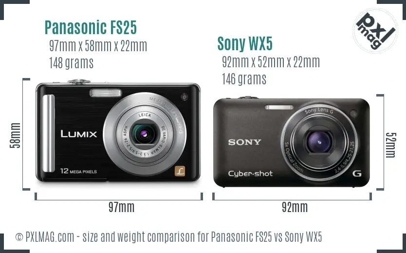 Panasonic FS25 vs Sony WX5 size comparison