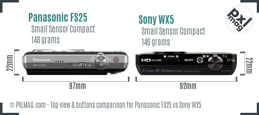 Panasonic FS25 vs Sony WX5 top view buttons comparison