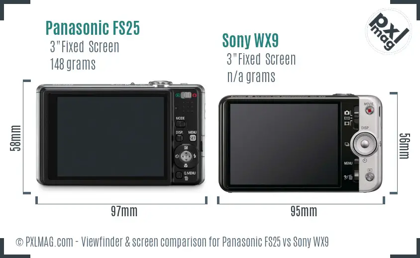 Panasonic FS25 vs Sony WX9 Screen and Viewfinder comparison
