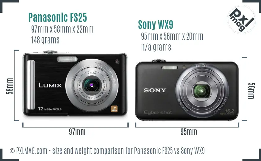 Panasonic FS25 vs Sony WX9 size comparison