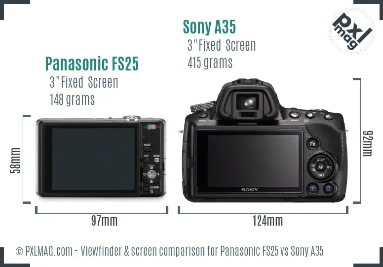 Panasonic FS25 vs Sony A35 Screen and Viewfinder comparison