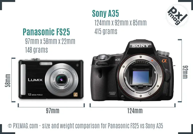 Panasonic FS25 vs Sony A35 size comparison