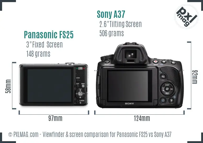 Panasonic FS25 vs Sony A37 Screen and Viewfinder comparison