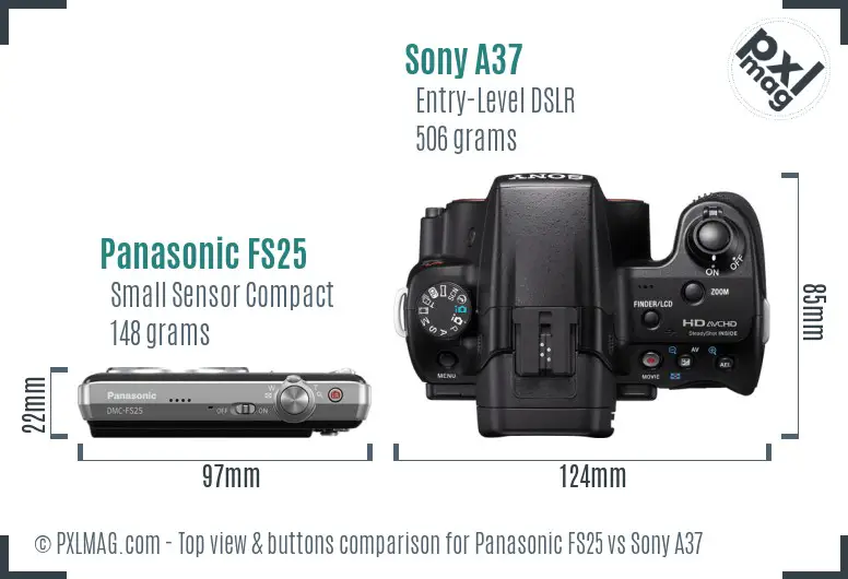 Panasonic FS25 vs Sony A37 top view buttons comparison