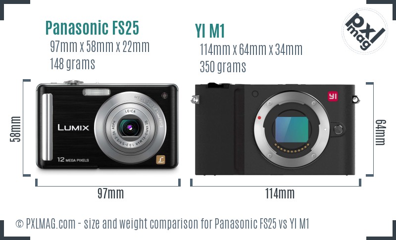 Panasonic FS25 vs YI M1 size comparison