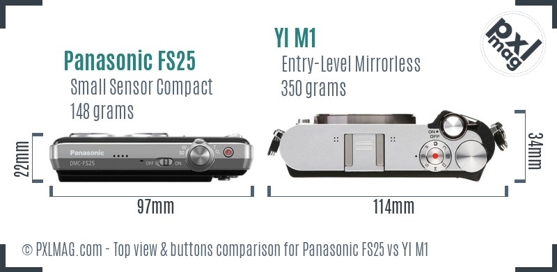 Panasonic FS25 vs YI M1 top view buttons comparison