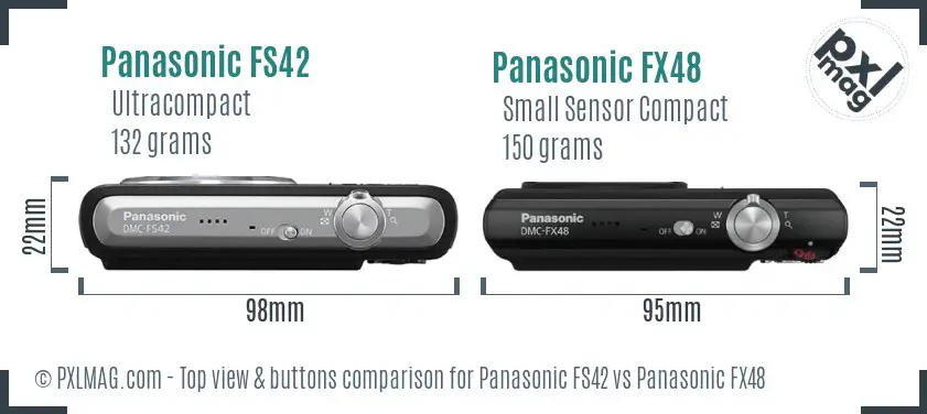 Panasonic FS42 vs Panasonic FX48 top view buttons comparison