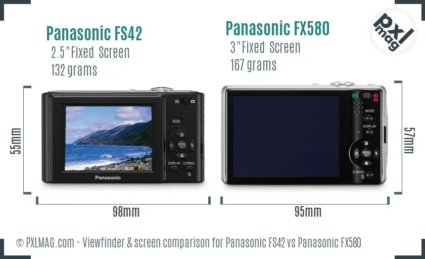 Panasonic FS42 vs Panasonic FX580 Screen and Viewfinder comparison