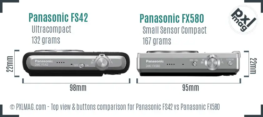 Panasonic FS42 vs Panasonic FX580 top view buttons comparison