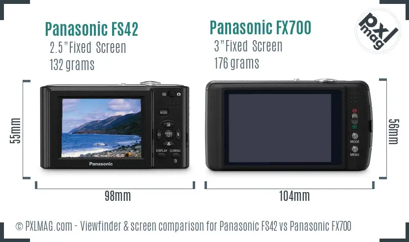Panasonic FS42 vs Panasonic FX700 Screen and Viewfinder comparison