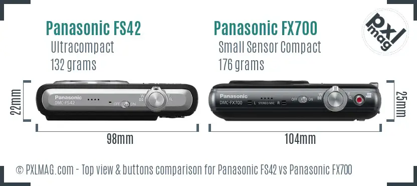 Panasonic FS42 vs Panasonic FX700 top view buttons comparison