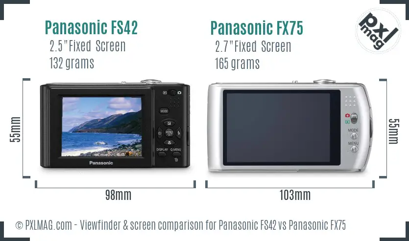 Panasonic FS42 vs Panasonic FX75 Screen and Viewfinder comparison