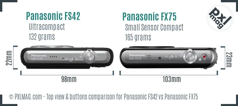 Panasonic FS42 vs Panasonic FX75 top view buttons comparison