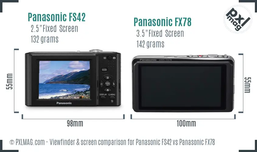 Panasonic FS42 vs Panasonic FX78 Screen and Viewfinder comparison