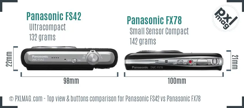 Panasonic FS42 vs Panasonic FX78 top view buttons comparison