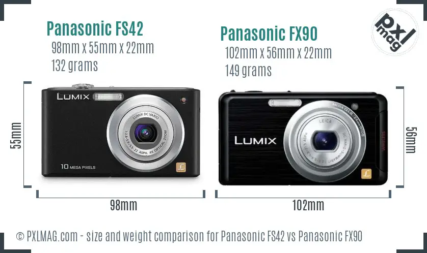 Panasonic FS42 vs Panasonic FX90 size comparison