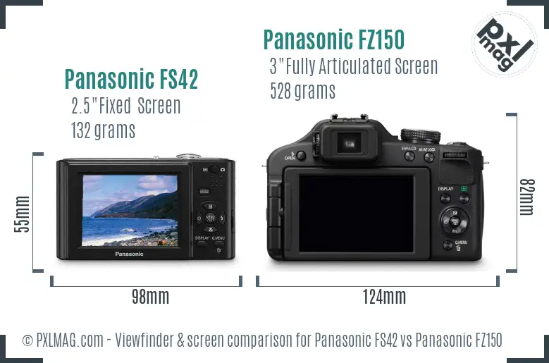 Panasonic FS42 vs Panasonic FZ150 Screen and Viewfinder comparison