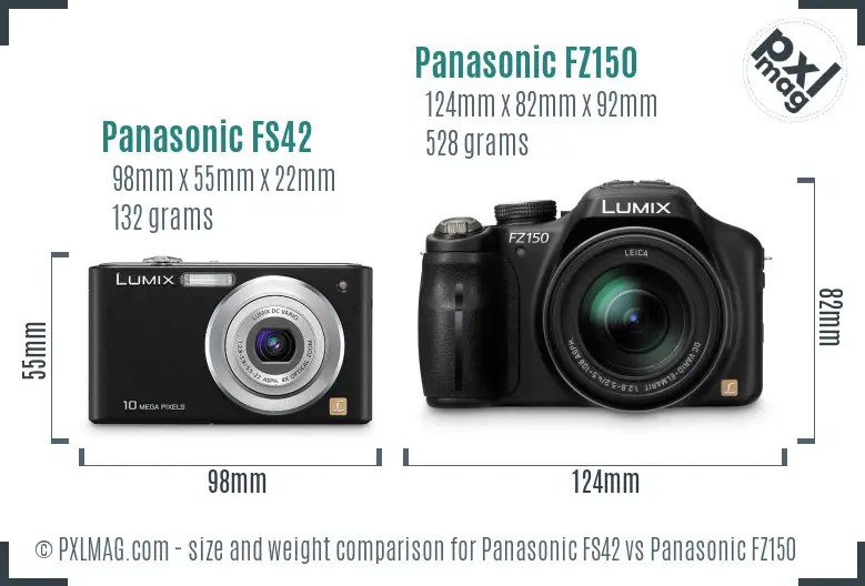 Panasonic FS42 vs Panasonic FZ150 size comparison