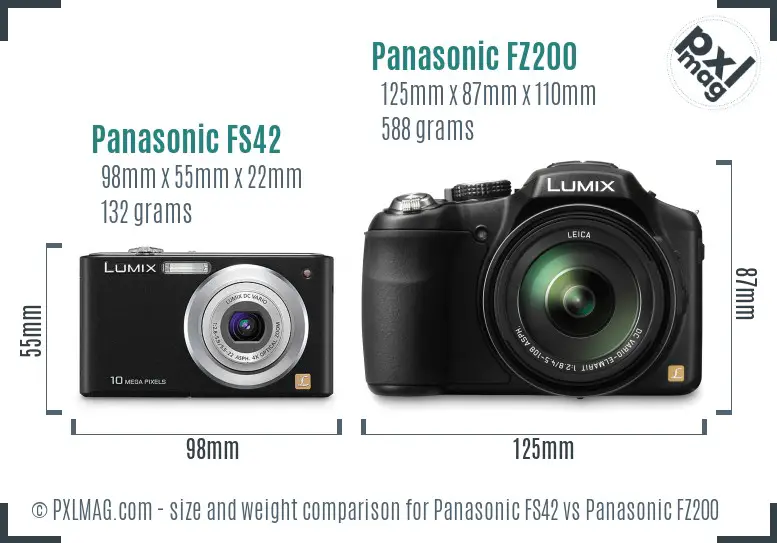 Panasonic FS42 vs Panasonic FZ200 size comparison
