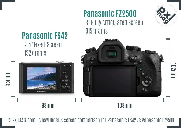 Panasonic FS42 vs Panasonic FZ2500 Screen and Viewfinder comparison