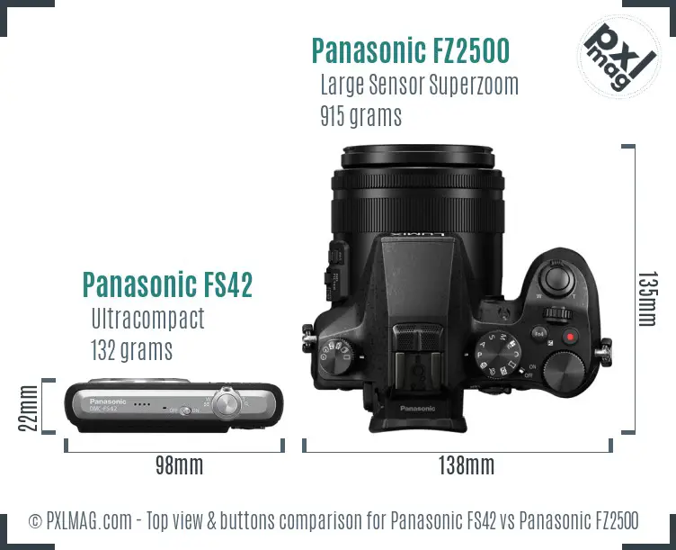 Panasonic FS42 vs Panasonic FZ2500 top view buttons comparison
