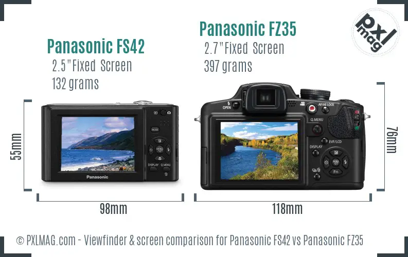 Panasonic FS42 vs Panasonic FZ35 Screen and Viewfinder comparison