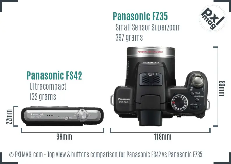 Panasonic FS42 vs Panasonic FZ35 top view buttons comparison