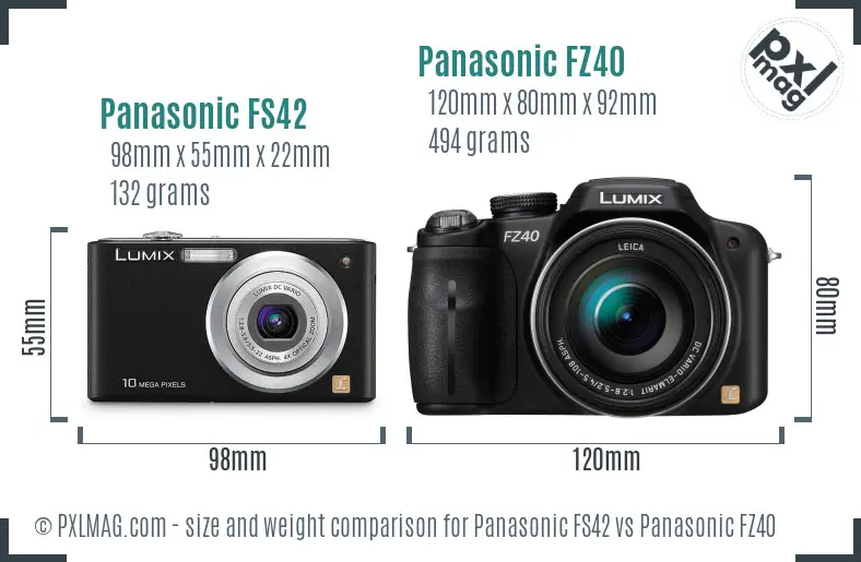 Panasonic FS42 vs Panasonic FZ40 size comparison