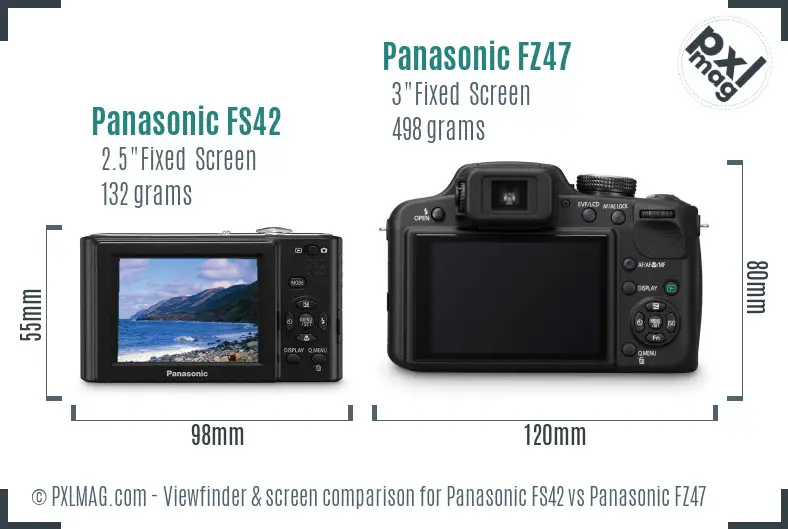 Panasonic FS42 vs Panasonic FZ47 Screen and Viewfinder comparison
