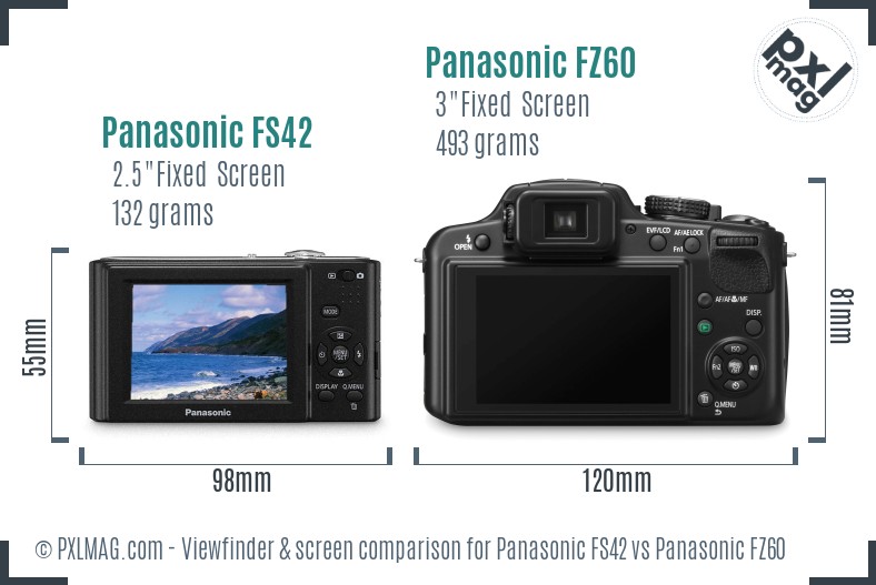 Panasonic FS42 vs Panasonic FZ60 Screen and Viewfinder comparison