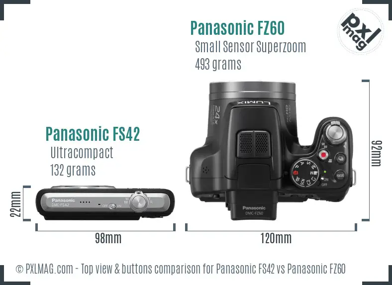 Panasonic FS42 vs Panasonic FZ60 top view buttons comparison