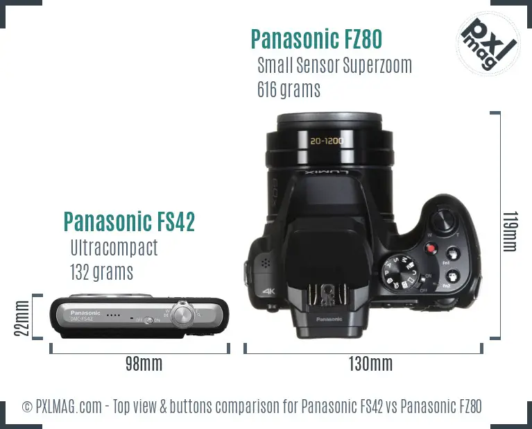 Panasonic FS42 vs Panasonic FZ80 top view buttons comparison