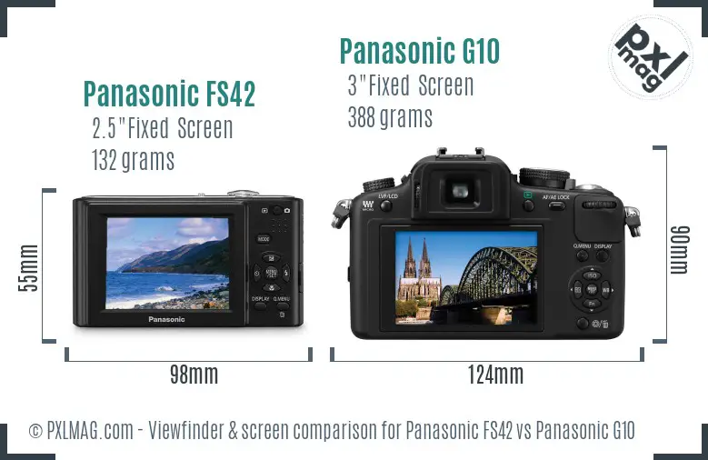 Panasonic FS42 vs Panasonic G10 Screen and Viewfinder comparison