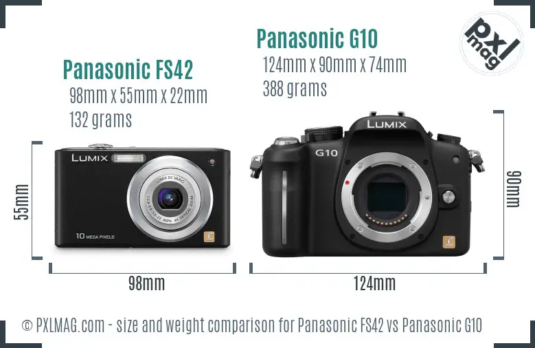 Panasonic FS42 vs Panasonic G10 size comparison