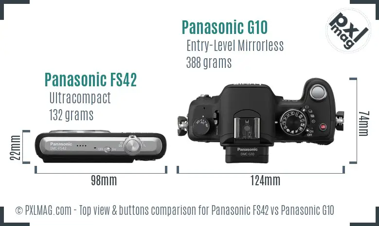 Panasonic FS42 vs Panasonic G10 top view buttons comparison