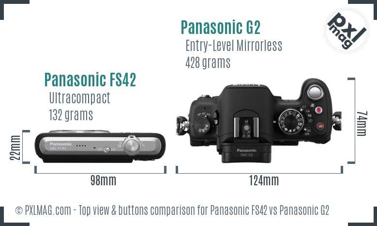 Panasonic FS42 vs Panasonic G2 top view buttons comparison