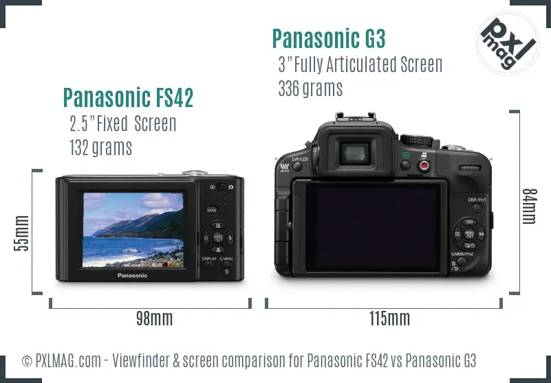 Panasonic FS42 vs Panasonic G3 Screen and Viewfinder comparison