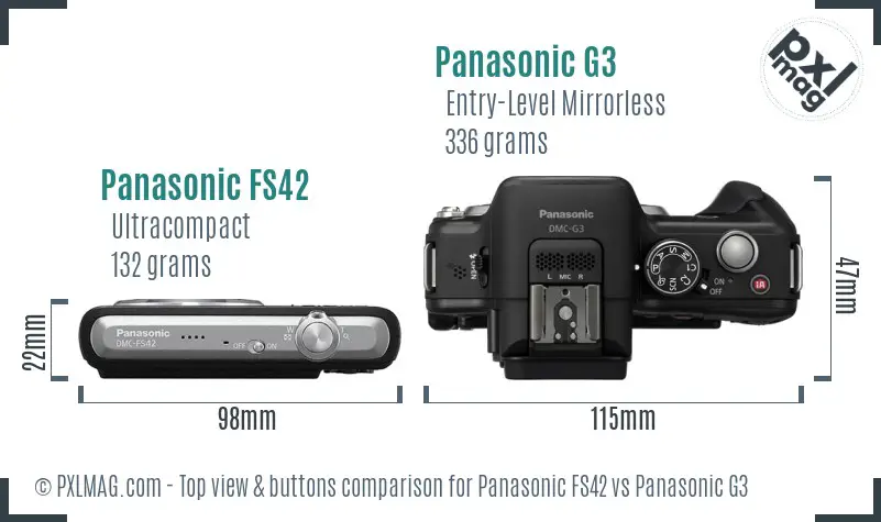 Panasonic FS42 vs Panasonic G3 top view buttons comparison