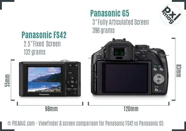 Panasonic FS42 vs Panasonic G5 Screen and Viewfinder comparison
