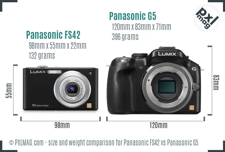 Panasonic FS42 vs Panasonic G5 size comparison