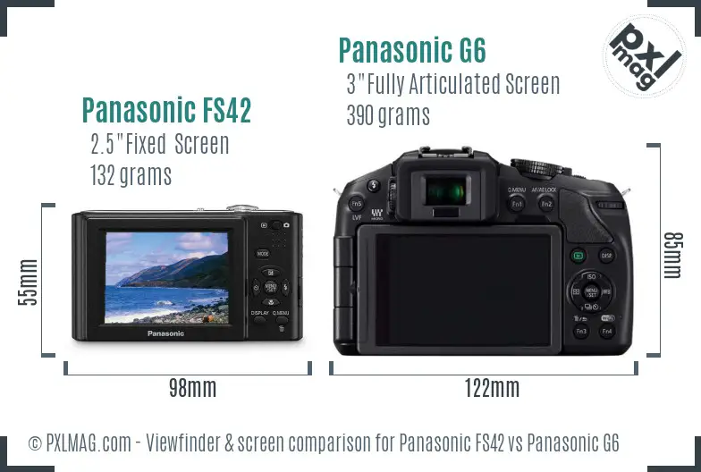 Panasonic FS42 vs Panasonic G6 Screen and Viewfinder comparison