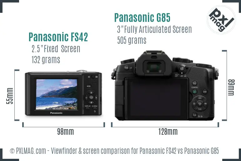 Panasonic FS42 vs Panasonic G85 Screen and Viewfinder comparison