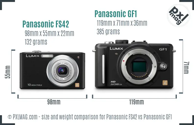 Panasonic FS42 vs Panasonic GF1 size comparison